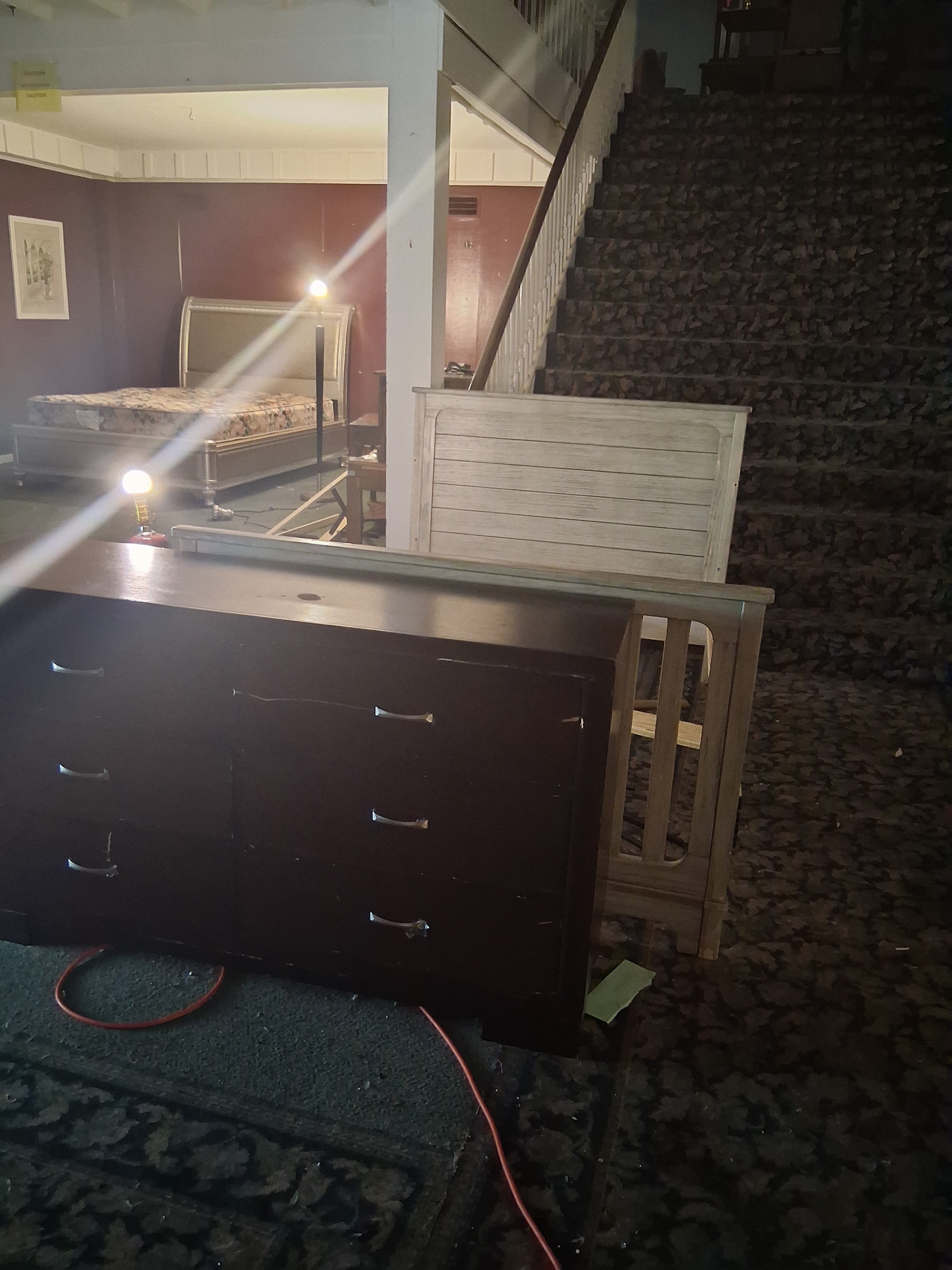 Queen size bed with a dresser