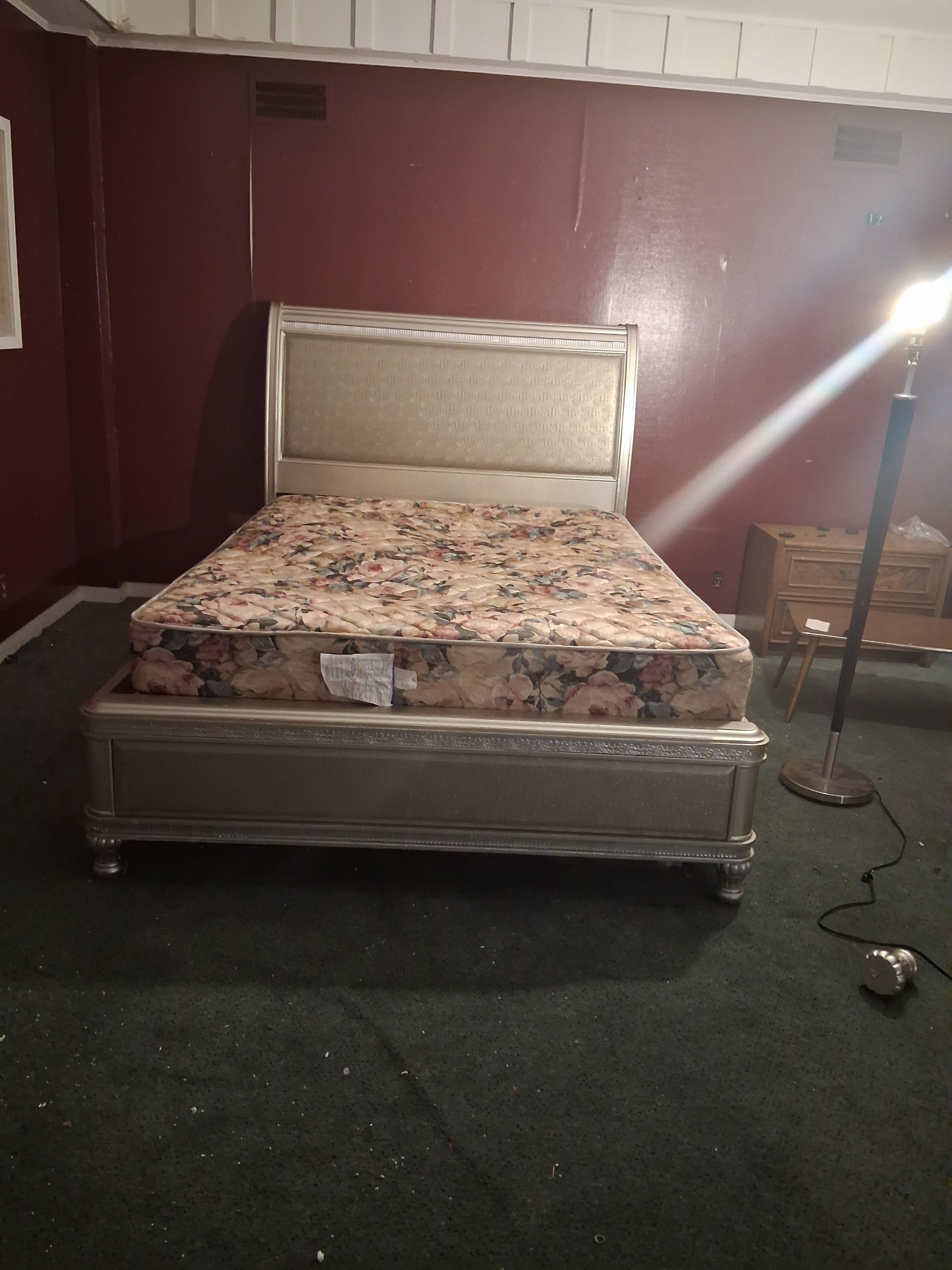Queen size Bed gold beige, with the Mattress